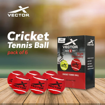 Vector X Schwerer Cricket-Tennisball (6 Stück ) – Obermaterial: Gummi, Standardgröße