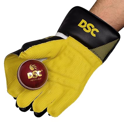 DSC Condor Rüschen-Cricket-Wicket-Handschuh (Farbe: Schwarz, Größe: Jungen) | Verschlussart: Slip on | Für Beidhändigspieler | Cricket-Wicket-Schutz