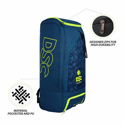 DSC Condor Pro Duffle Wheeler Polyester Cricket Kit Bag | Integrated Shoe Compartment | Green