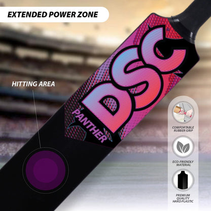 DSC Panther Cricket Set (1 Plastikschläger + 4 Plastikstümpfe + 2 Base + 2 Bails + 1 PVC Ball) | Farbe: Schwarz | Material: Kunststoff | Ideal für Tennis und Gully/Rasen-Cricket | Für Kinder
