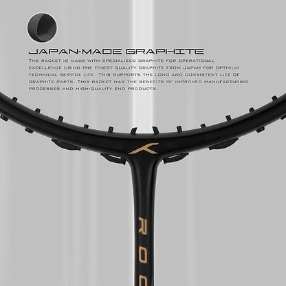 HUNDRED ROCK 88 Carbon Fiber Strung Badminton Racket with Full Racket Cover | For Intermediate Players | 78 grams | Maximum String Tension - 32lbs