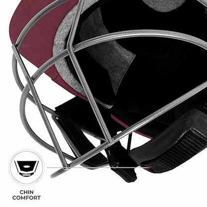 DSC FORT 44 Cricket Helmet | Maroon | Size: Extra Large | For Men &amp; Boys | Steel Mesh | Adjustable Back Support Strap | Removable and Washable Sweatband | Lightweight
