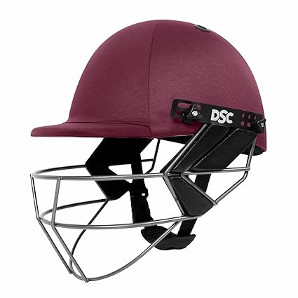 DSC FORT 44 Cricket Helmet | Maroon | Size: Extra Large | For Men &amp; Boys | Steel Mesh | Adjustable Back Support Strap | Removable and Washable Sweatband | Lightweight
