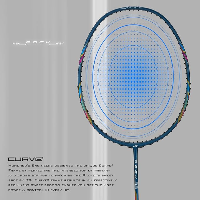 HUNDRED ROCK 88 Carbon Fibre Strung Badminton Racket mit Full Racket Cover | For Intermediate Players | 78 Gramm | Maximum String Tension - 32lbs