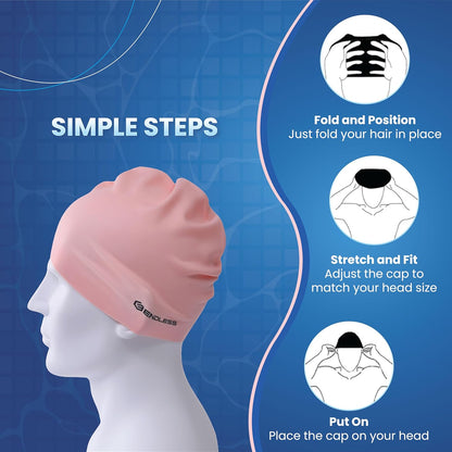 Endless EL1019 Klassische, bequeme, schlichte Badekappe aus Silikon | Schwarz | Vollelastische, wasserdichte Badekappe für langes und kurzes Haar mit dickerem Rand | Für Erwachsene, Frauen und Männer