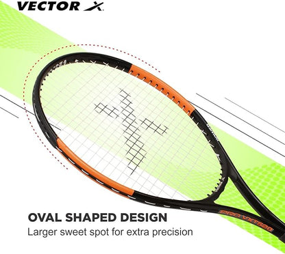 Vector X Recreational Tennis Racket | Farbe: Orange | Größe: Einheitsgröße | Für Männer und Jungen | Material: Aluminium | Super Lightweight | Anfänger bis Mittelstufe