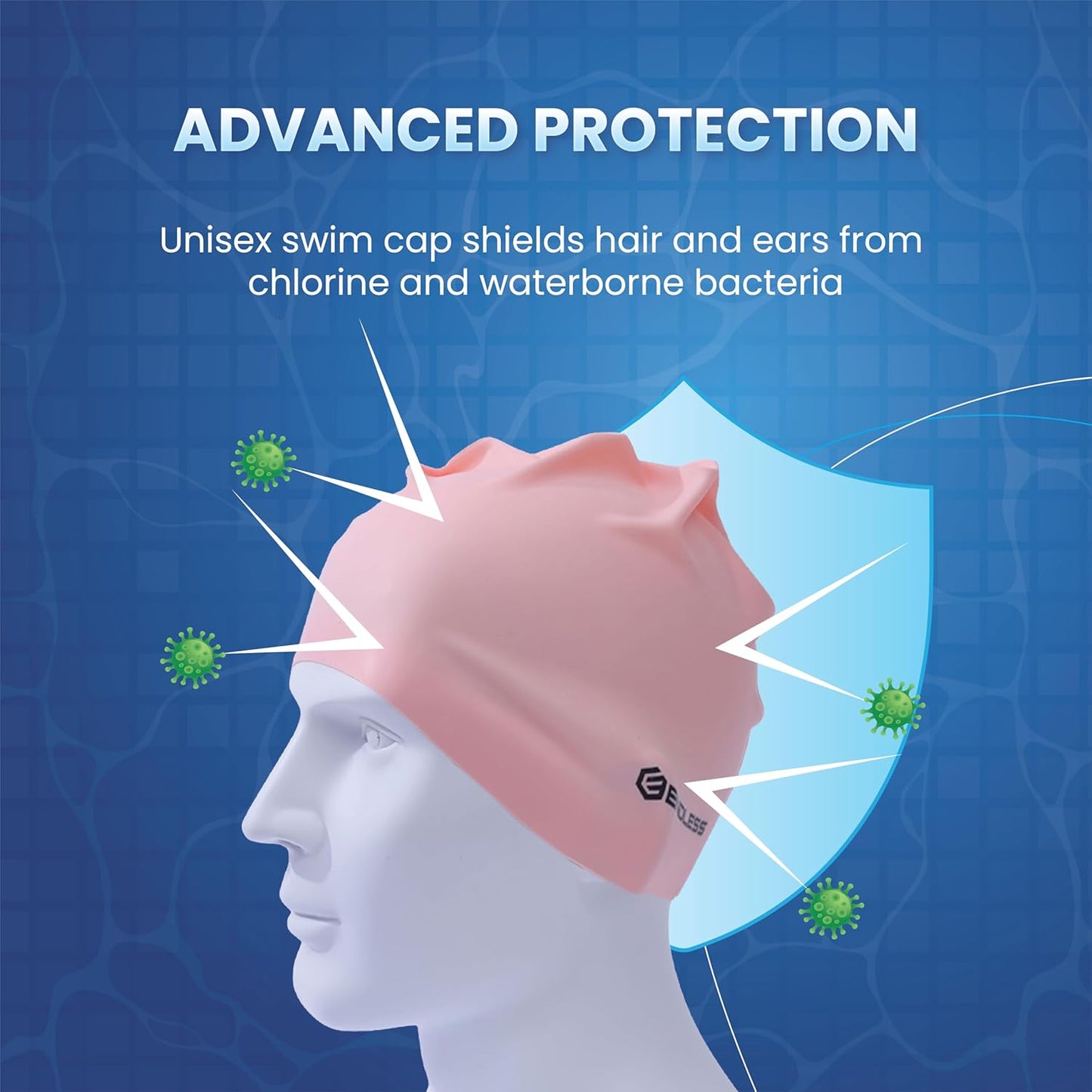 Endless EL1019 Klassische, bequeme, schlichte Badekappe aus Silikon | Schwarz | Vollelastische, wasserdichte Badekappe für langes und kurzes Haar mit dickerem Rand | Für Erwachsene, Frauen und Männer