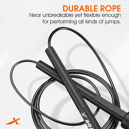 Vector X VXF 684 Skipping Rope for Men & Women (Black, Free Size -Adjustable) | Material -Nylon | For Cardio Workout | Warm Up | Weight Loss | Training | Skipping Rope for Exercise | Exercise Rope
