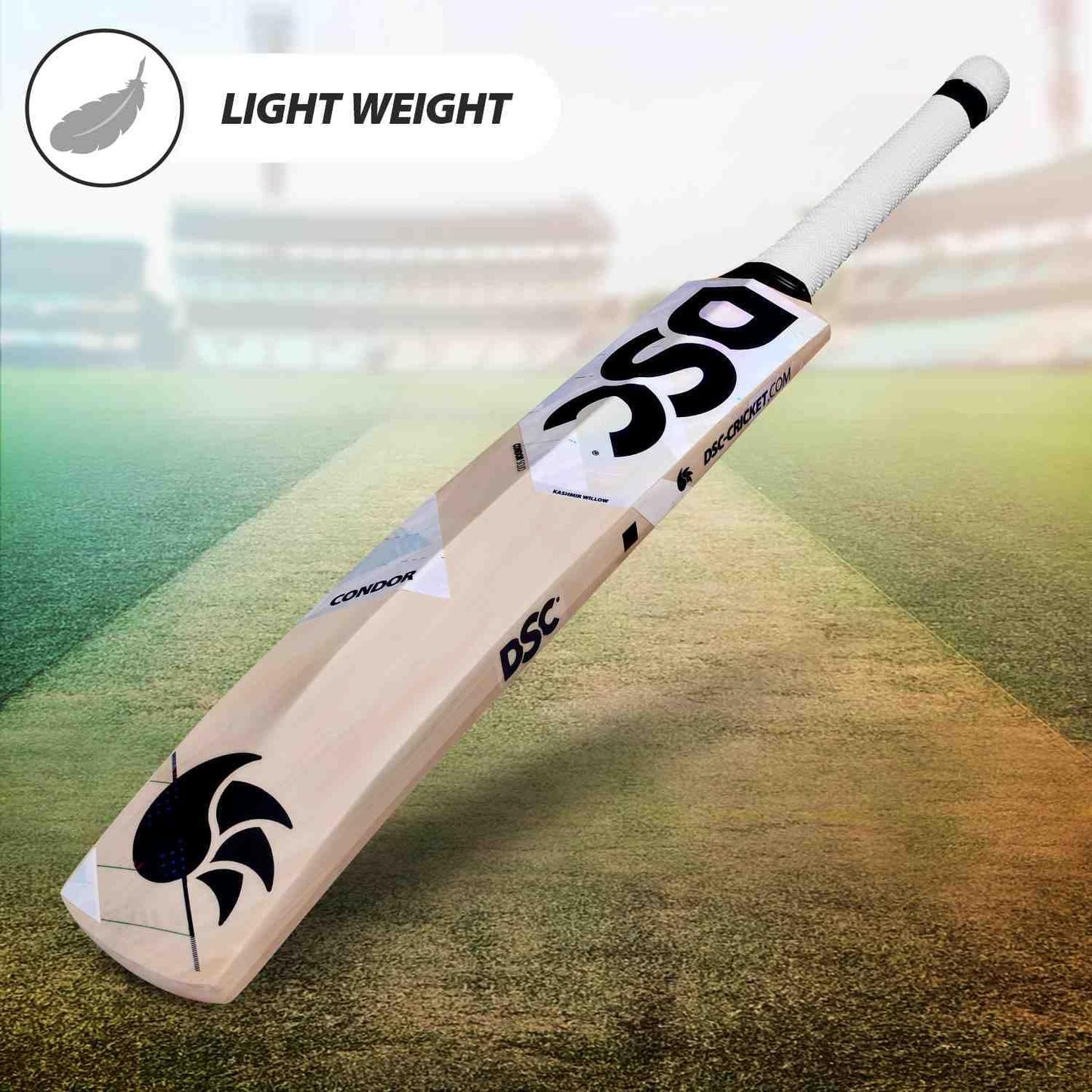 DSC Condor Scud Cricket Bat für Herren und Jungen (Beige, Größe - Short Handle) | Material: Kashmir Willow | Leichtgewicht | Kostenlose Hülle | Spielfertig | Für Fortgeschrittene Spieler |