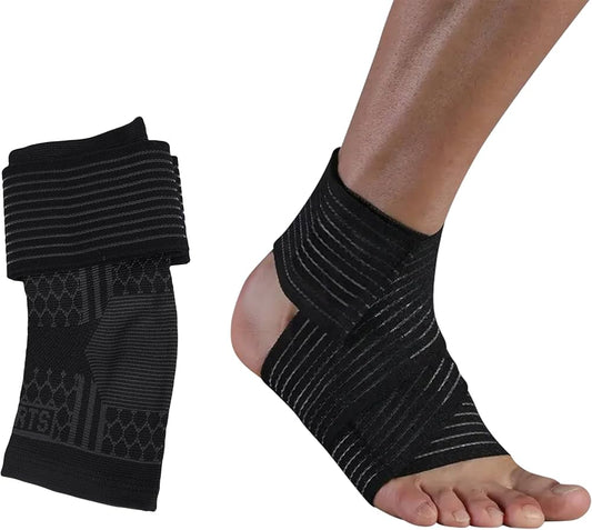 Endless Slip-in Ankle Support Brace Pair | Schwarz | Material: Neopren & Polyester | Für Plantar Fasciitis Neorapathy Relief Sport für Männer & Frauen | Schmerzlinderung, Gym, Sport, Übung, Training, Radfahren