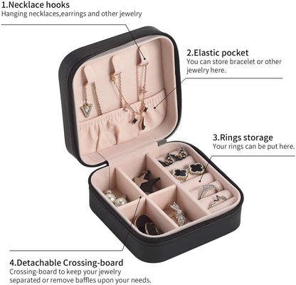 YouBella Jewellery Organiser PU Leder Zip Portable Storage Box Case mit Dividers Container für Ringe, Ohrringe, Halsketten, Home Organizer, Einheitsgröße, Kunstleder