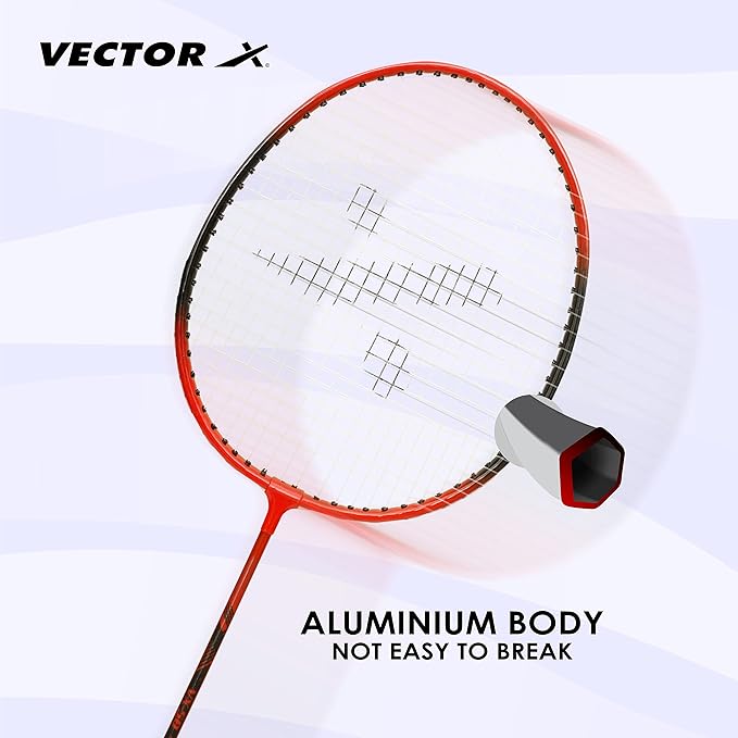 Vector X VXB-50 Badminton Racket | Color: Red | Size: 3 7/8 inches | For men &amp; boys | Material: Aluminum | Super Lightweight | Beginner to intermediate