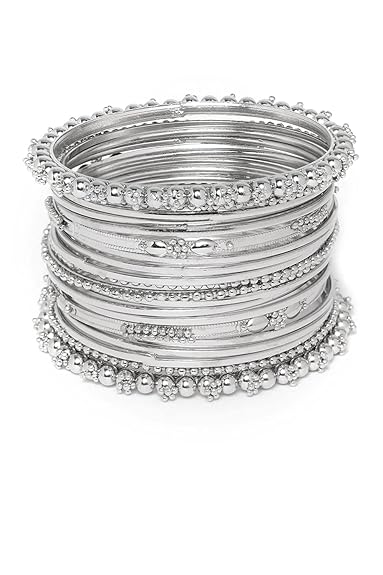 YouBella Antique Look Traditional Bangle Set | Silver Plated | Material: Brass | Fashionable Art Jewelry | For Women &amp; Girls | Durable Design | Suitable for all occasions