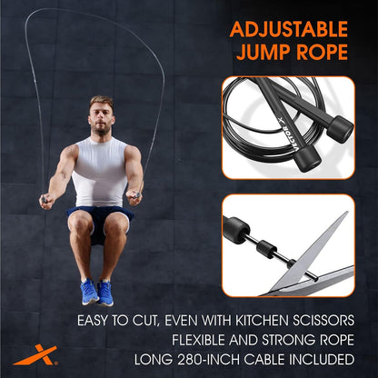 Vector X VXF 684 Skipping Rope for Men & Women (Black, Free Size -Adjustable) | Material -Nylon | For Cardio Workout | Warm Up | Weight Loss | Training | Skipping Rope for Exercise | Exercise Rope