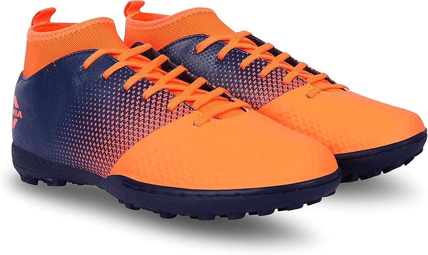Nivia Ashtang Football Turf Shoes (Fluro Orange, 8 UK/ 9 US / 42 EU) | Rubber, Moulded Insole | Minimal Water Absorption			