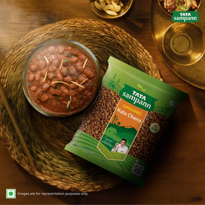 Tata Sampann Kala Chana (schwarze Kichererbsen) 1 kg | Ungeschälte Desi-Kichererbsen | Eiweißreiche Hülsenfrüchte | Reich an Ballaststoffen und Eisen | Ideal für Currys, Salate und gesunde Rezepte
