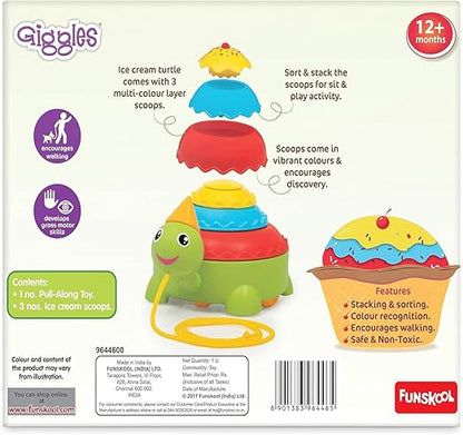 Funskool Giggles Tartaruga Gelato: Ziehspielzeug mit Quetsch- und Sprühfunktion, fördert die motorischen Fähigkeiten, geeignet für Kinder ab 18 Monaten, bunt und ideal für die Kleinen.