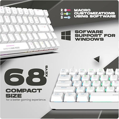Cosmic Byte CB-GK-36 Artemis 68Key Per Key RGB Kabelgebundenes mechanisches Tastatur mit austauschbaren blauen Outemu-Schaltern und Software (Weiß)
