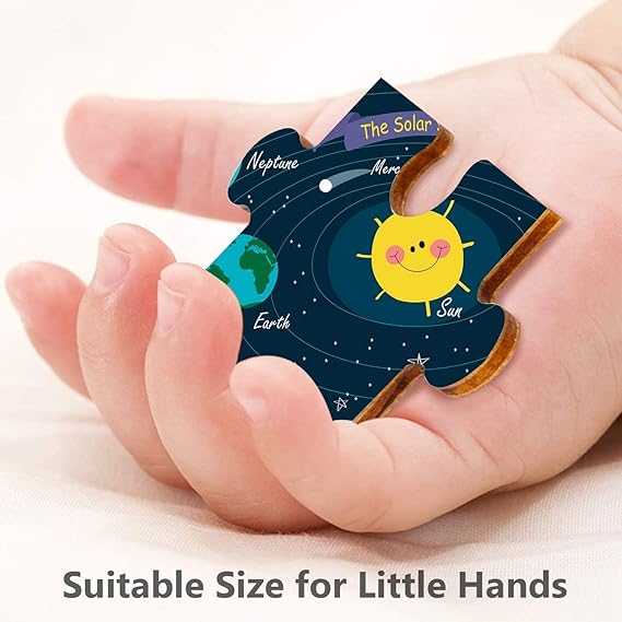 Webby Outer Space Solar System Wooden Jigsaw Puzzle | 40 Pieces | Educational Puzzle for 3-6 Years | Enhances Problem Solving & Matching Skills | Includes Wooden Tray for Easy Storage
