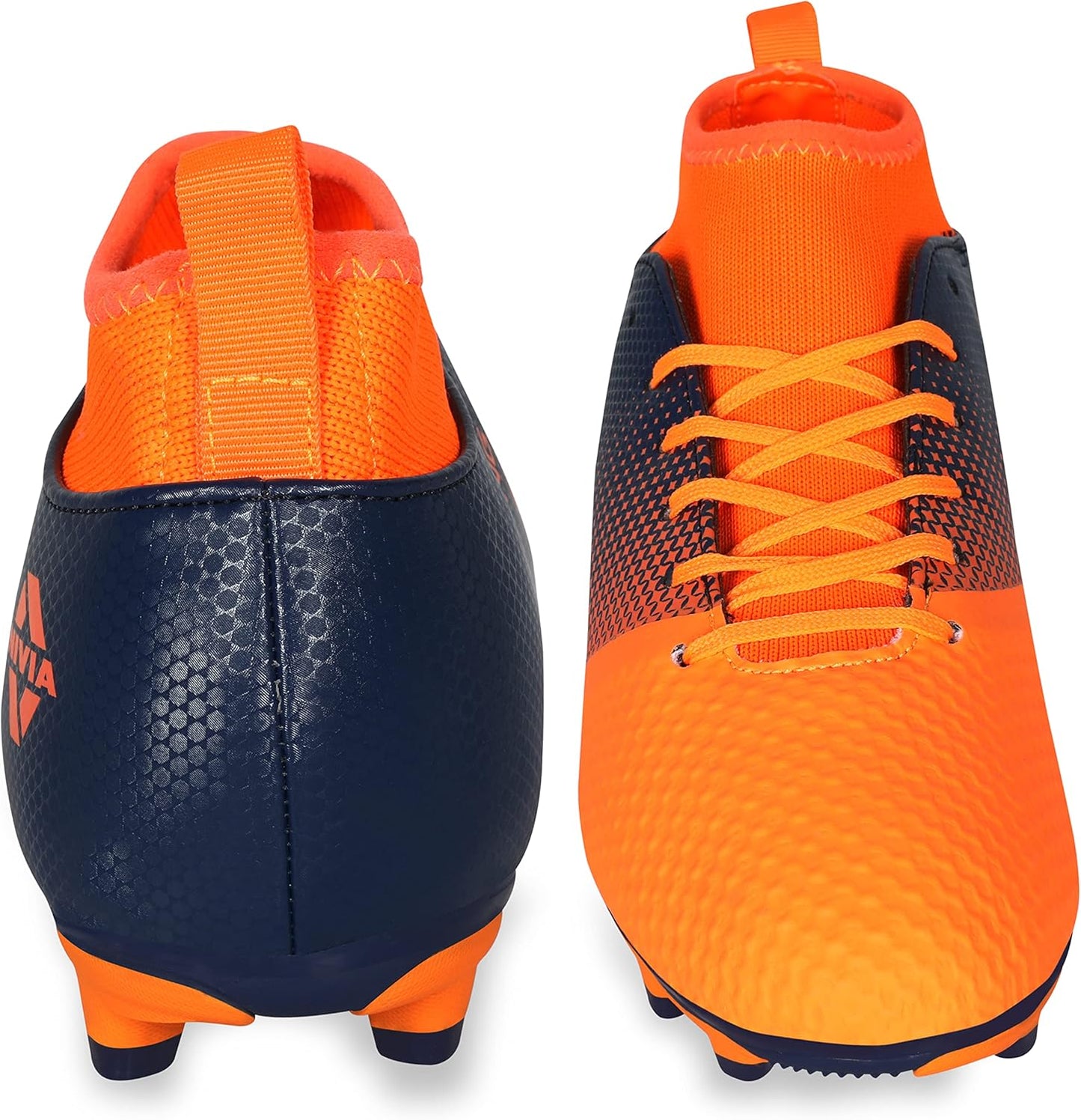 Nivia Ashtang Football Shoes (Black/Orange, 3 UK/ 4 US / 37 EU) | Synthetic Leather | PVC sole | Lace-Fastening | Padded Football			