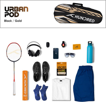 HUNDRED Urban Pod Badminton Kit Bag, 3 Spacious Compartments, Double Zip Closure
