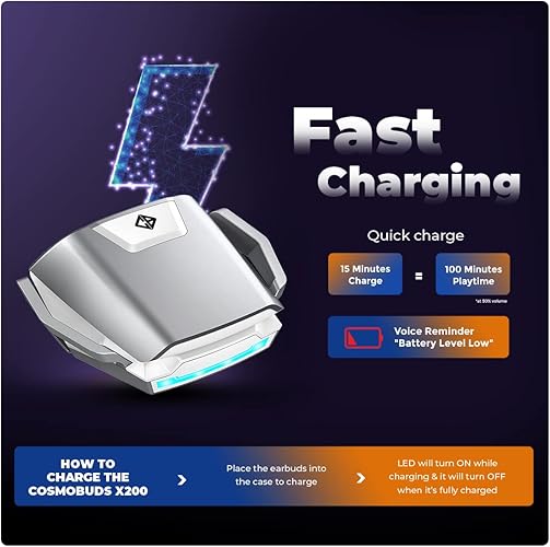 Cosmic Byte CosmoBuds X200 True Wireless Earbuds (TWS), BT 5.3, 38 ms Latenz GOD Mode™, Musikmodus, 40 Stunden, ENC, IPX5, Sprachassistent