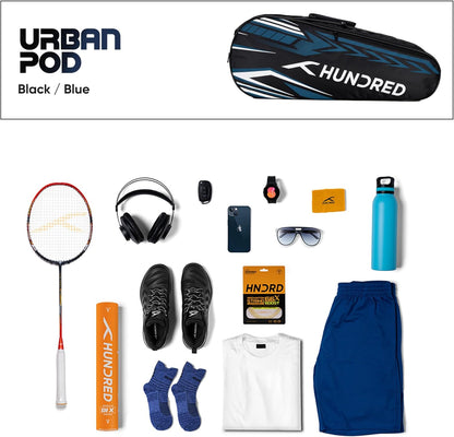 HUNDRED Urban Pod Badminton Kit Bag, 3 Spacious Compartments, Double Zip Closure
