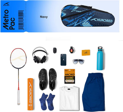HUNDRED Metro Pack Badminton-Tasche, Unisex, 3 geräumige Fächer, doppelter Reißverschluss, Größe L