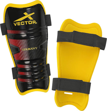 Vector X football shin guards with adjustable Velcro strap (S/M, Germany)
