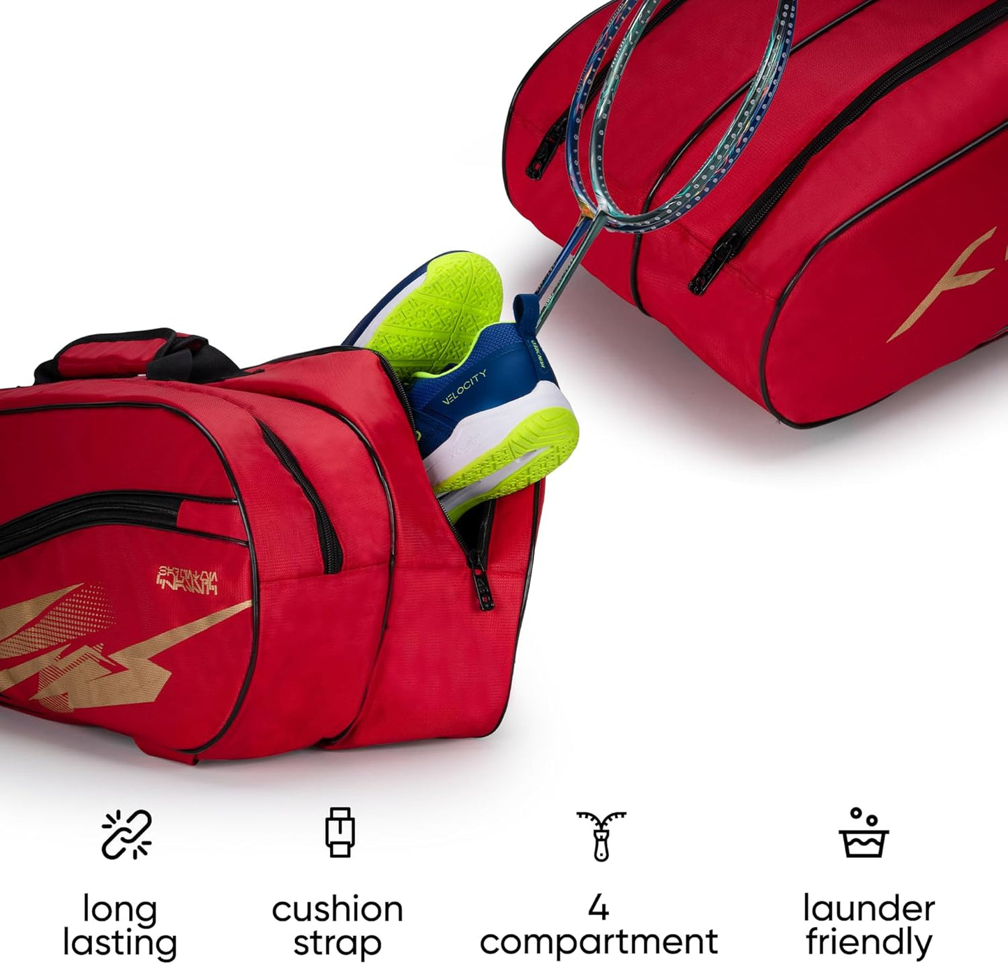 Hundert Cosmogear Badmintonset Tasche |Doppelreißverschluss|Tasche mit Reißverschluss vorne