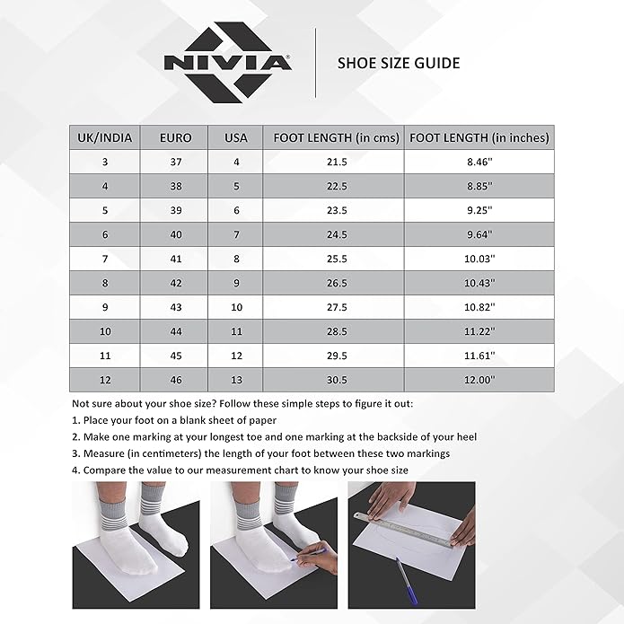 Nivia Dominator Fußballschuhe | Thermoplastisches Polyurethan | PVC-Sohle | Schnürverschluss | Gepolstertes Fußbett