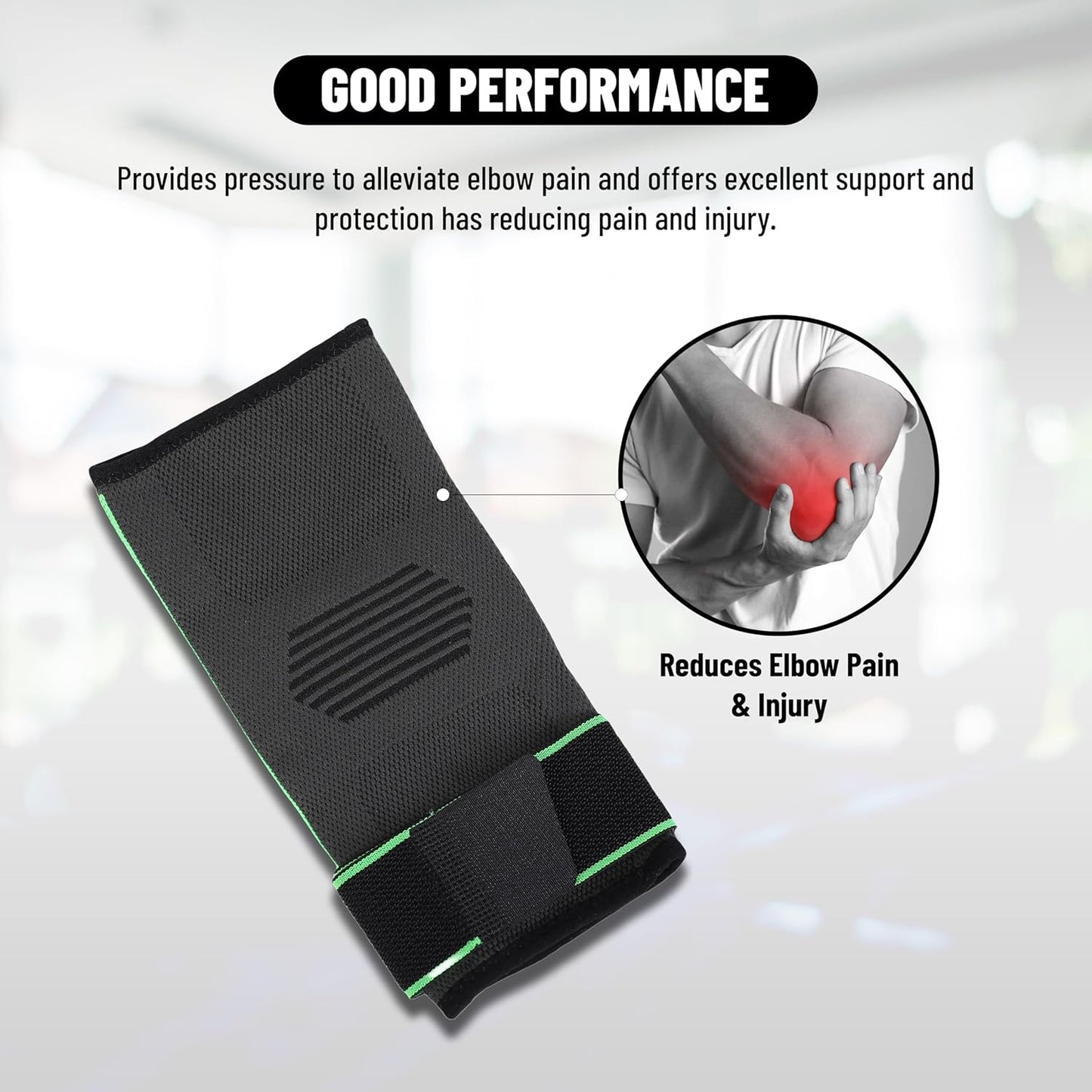 Endless Elbow Brace Compression Sleeve with Adjustable Velcro Strap( Pair ) | Perfekt für Gym, Workout, Tennis, Badminton und Running für Männer und Frauen | Farbe: Schwarz | Größe: Verstellbar | Material: Neopren
