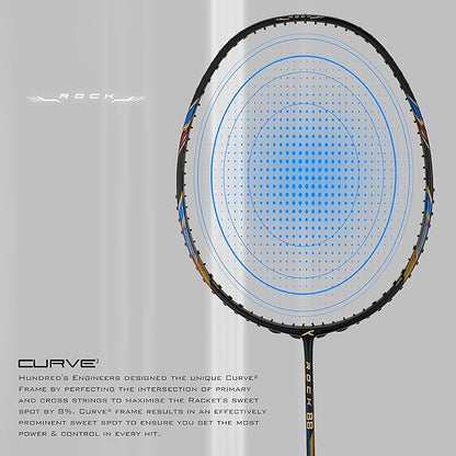 HUNDRED ROCK 88 Carbon Fiber Strung Badminton Racket with Full Racket Cover | For Intermediate Players | 78 grams | Maximum String Tension - 32lbs