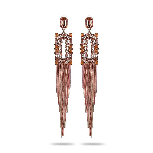 YouBella Jewelry Earrings | Color: Wine | Crystal Tassel Handmade Earrings | For Girls & Women | Best for Gifting | Wedding | Stylish | Party Wear | Fashion | Suitable for All Occasions