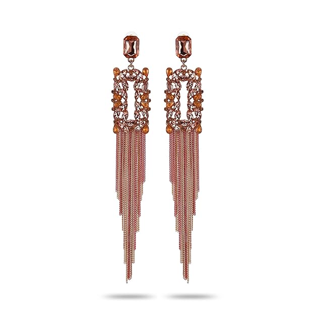 YouBella Schmuck Ohrringe | Farbe: Wein | Kristall-Quasten-H&made-Ohrringe | Für Mädchen & Frauen | Am besten zum Verschenken | Hochzeit | Stilvoll | Partykleidung | Mode | Geeignet für alle Gelegenheiten