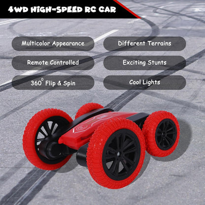 FUNFY 4WD High-Speed RC Butterfly Stunt-Spielzeugauto | Sortiert | mit 360°-Flach- und V-förmiger Drehung, beidseitigem Antrieb | Rutschfeste, stoßfeste Reifen | Anzeige verschiedener Nachrichten für Kinder