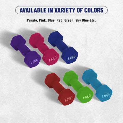 Endless Neoprene Coated Fixed Dumbbell for Gym Exercises | Material: Iron with Vinyl Coat | Weights for Women and Men | Color: Multicolor
