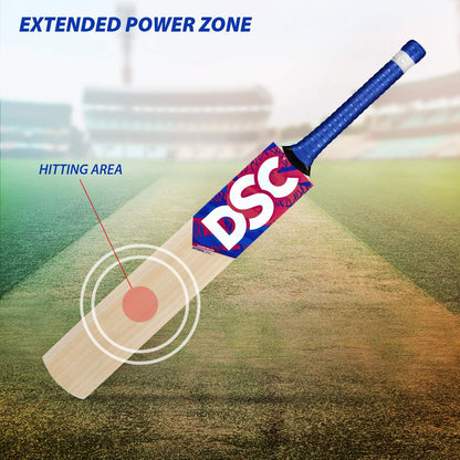 DSC Intense Zeal Cricket Bat für Herren und Jungen (Beige) | Material: Kashmir Willow | Leichtgewicht | Freier Bezug | Spielfertig | Für Fortgeschrittene Spieler | Ideal für Lederball