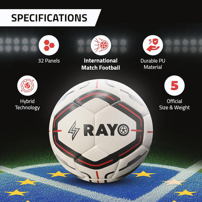Rayo Mission Hybrid 32 Panel Match Football der Größe 5 | FIFA Approved / Stamped | Material : PU | 1 MM Thickness Football für professionelle Spiele