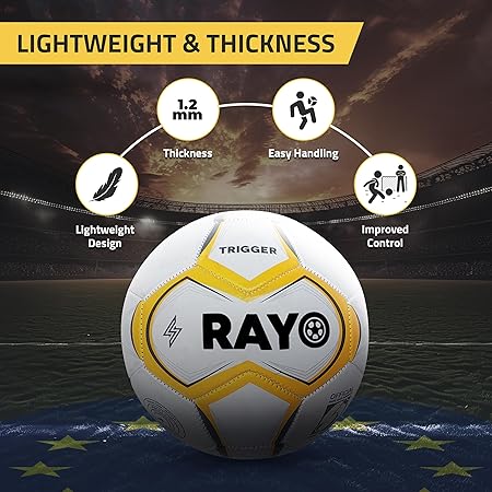 RAYO Trigger Machine Stitched Fußball der Größe 5 | Material: PVC | Multicolor | Diese leichte 1,2 MM Dicke Fußball ist für Training und Freizeit Zweck | Für Männer und Frauen