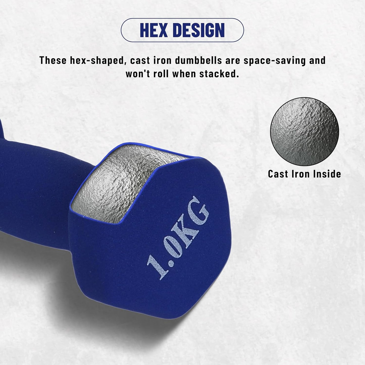 Endless Neoprene Coated Fixed Dumbbell for Gym Exercises | Material: Iron with Vinyl Coat | Weights for Women and Men | Color: Multicolor
