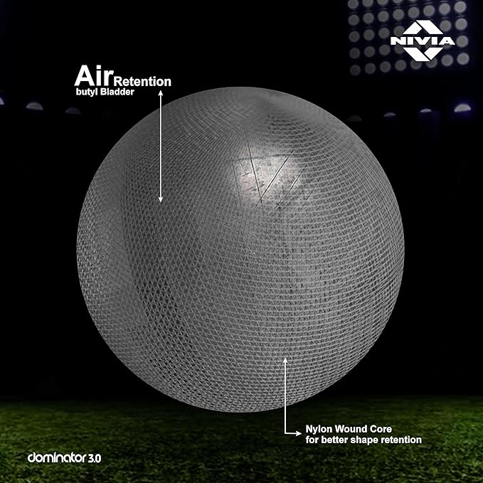 Nivia Dominator 3.0 Fußball, Spielball, 32 Felder, strapazierfähiges & weiches PU-Leder, Butyl-Gewebe verletzte Blase, FIFA Basic, zum Spielen auf natürlichem und künstlichem Rasen (Multicolor, Größe - 5)