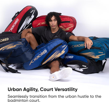 Hundred Cosmogear Badminton Set Bag |Double Zipper | Front Zipper Pocket