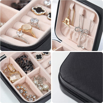 YouBella Jewellery Organiser PU Leder Zip Portable Storage Box Case mit Dividers Container für Ringe, Ohrringe, Halsketten, Home Organizer, Einheitsgröße, Kunstleder