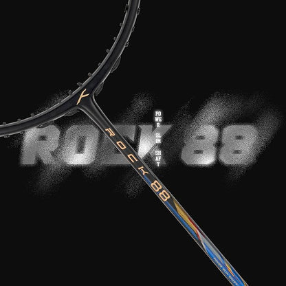 HUNDRED ROCK 88 Carbon Fiber Strung Badminton Racket with Full Racket Cover | For Intermediate Players | 78 grams | Maximum String Tension - 32lbs