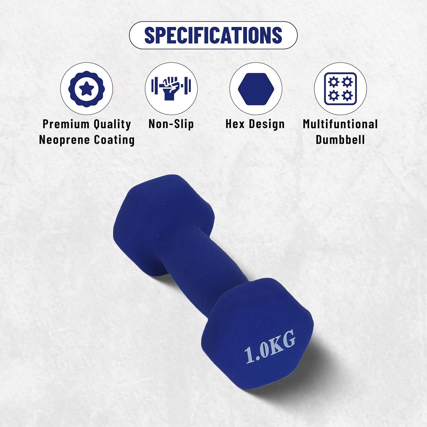 Endless Neoprene Coated Fixed Dumbbell for Gym Exercises | Material: Iron with Vinyl Coat | Weights for Women and Men | Color: Multicolor
