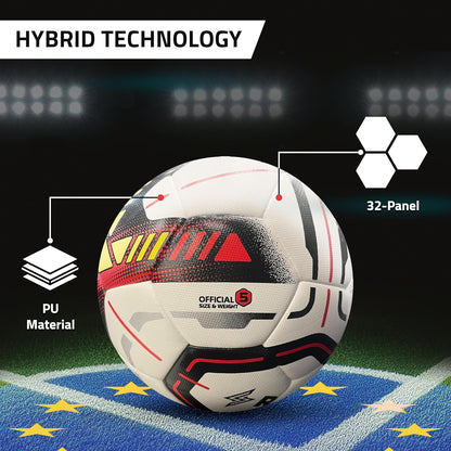 Rayo Mission Hybrid 32 Panel Match Football der Größe 5 | FIFA Approved / Stamped | Material : PU | 1 MM Thickness Football für professionelle Spiele
