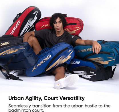 Hundred Cosmogear Badminton Set Bag |Double Zipper | Front Zipper Pocket
