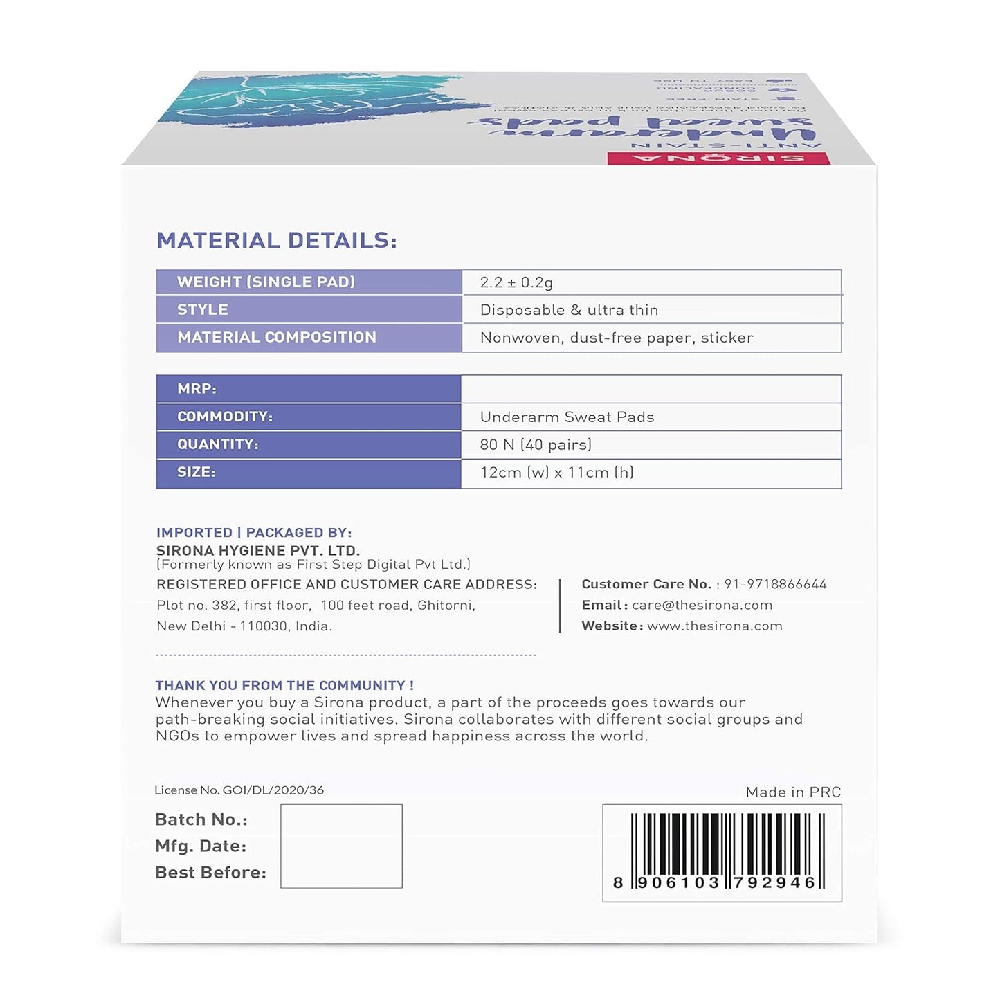 Sirona Einweg-Achselpads, Antitranspirant Absorbent Geruch Blocker Pads Achsel Kleid Shields, kämpft Hyperhidrose (80 Pads)