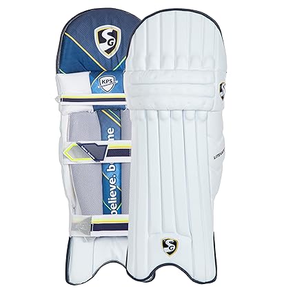 SG Litevate Batting Leg Guard für Männer und Jungen | Farbe: Weiß | Größe: Junior | Für Rechtshänder Batsman | Verschlussart: Haken und Schlaufen | Beinschutz für Cricket | Cricket-Sicherheitsausrüstung | Cricket-Pads | Batting Leg Armor